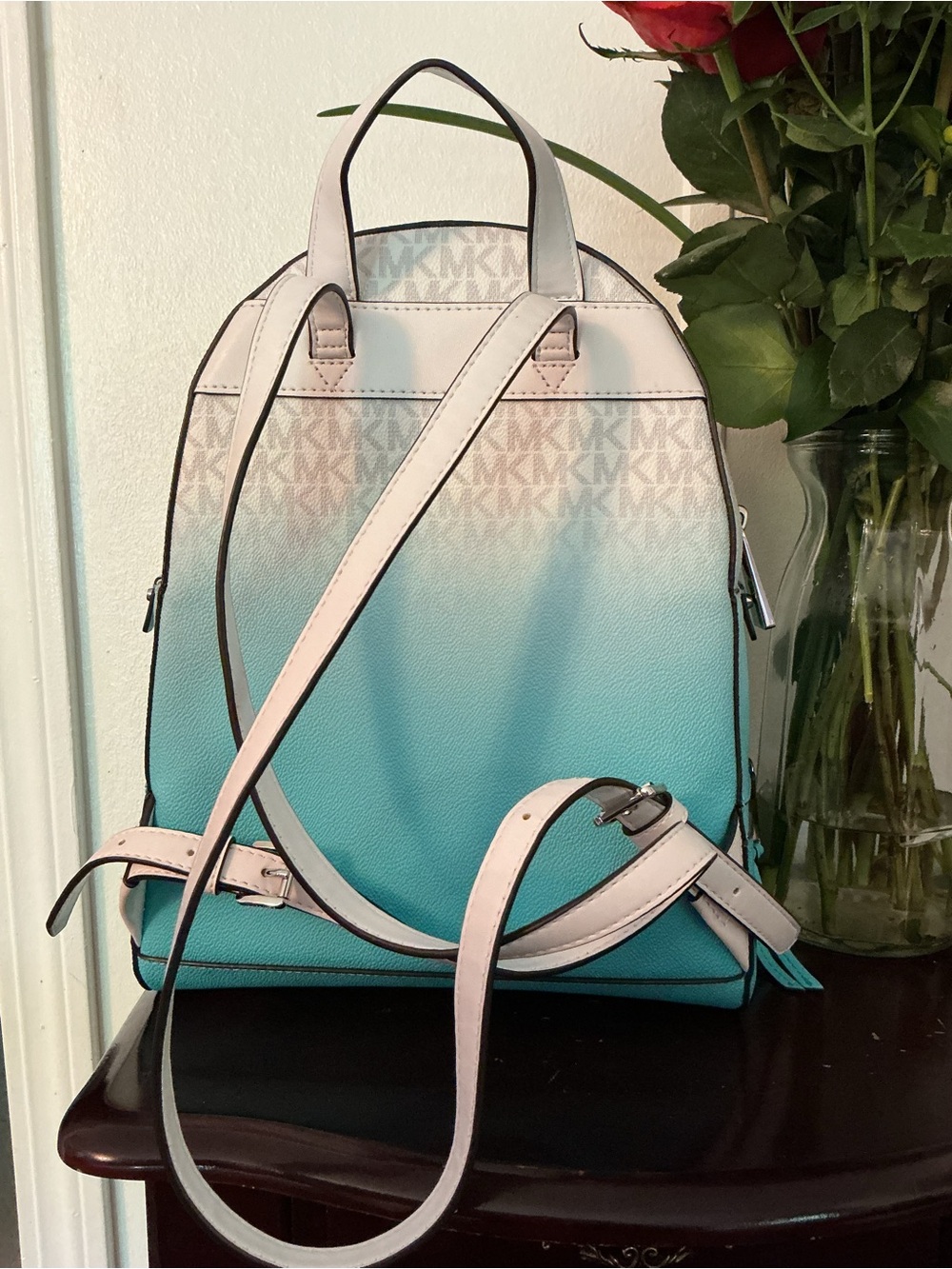 Michael Kors Teal Ombre Logo Backpack like new - Picture 3 of 10